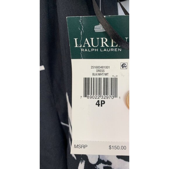 NWT Ralph Lauren 4P Black Floral Cold Shoulder Flutter Sleeve Dress RDD10667 - Picture 4 of 10